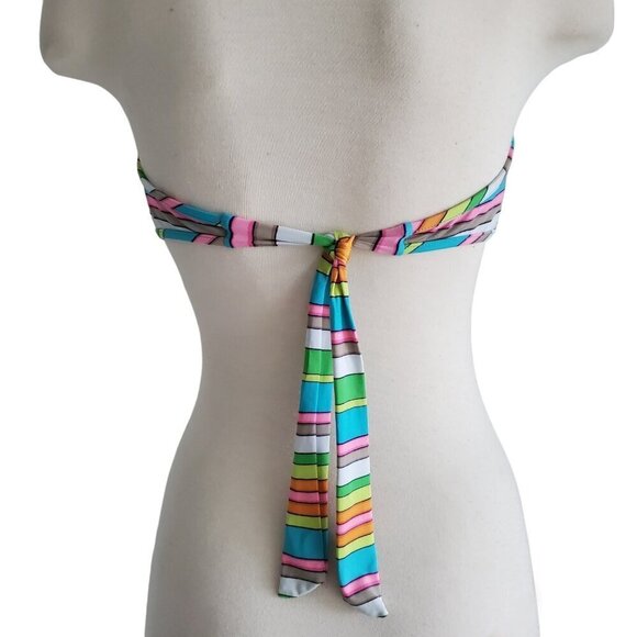 Trina Turk Bright Multi Color Rainbow Removable Strap Bandeau Bikini Top Size 10 - Picture 3 of 13